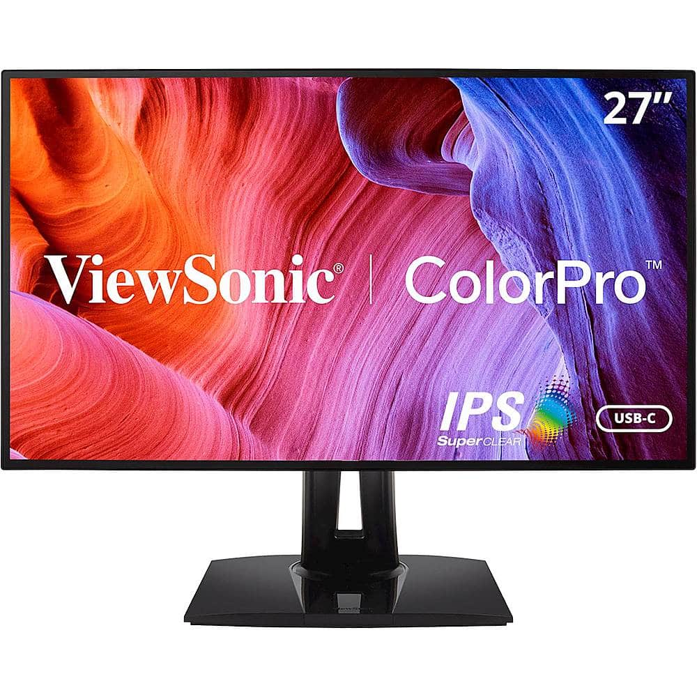 Front. ViewSonic - ColorPro VP2768A 27" IPS LED QHD Monitor (DisplayPort USB, HDMI, USB-C) - Black.