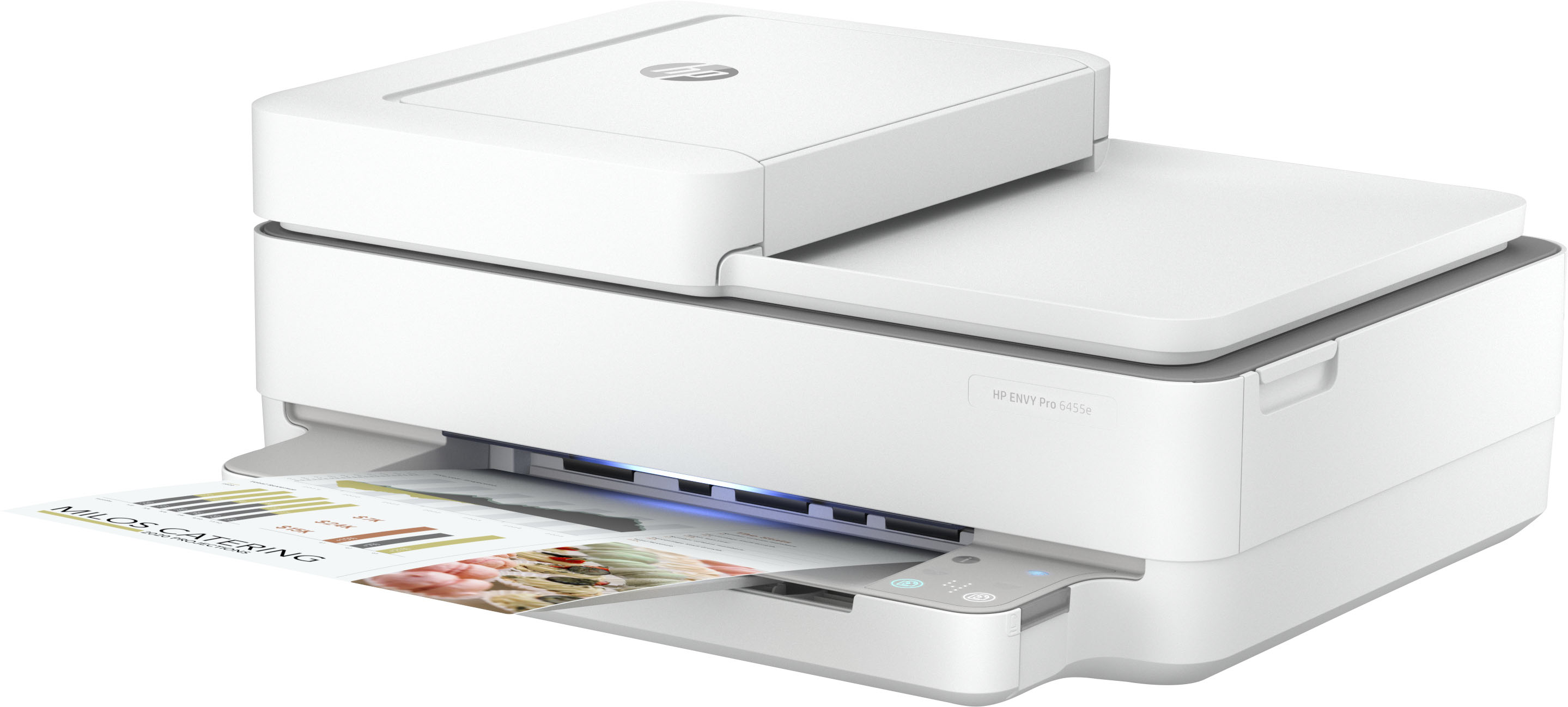 Angle View: HP - ENVY 6455e Wireless All-In-One Inkjet Printer with 3 months of Instant Ink Included with HP+ - White