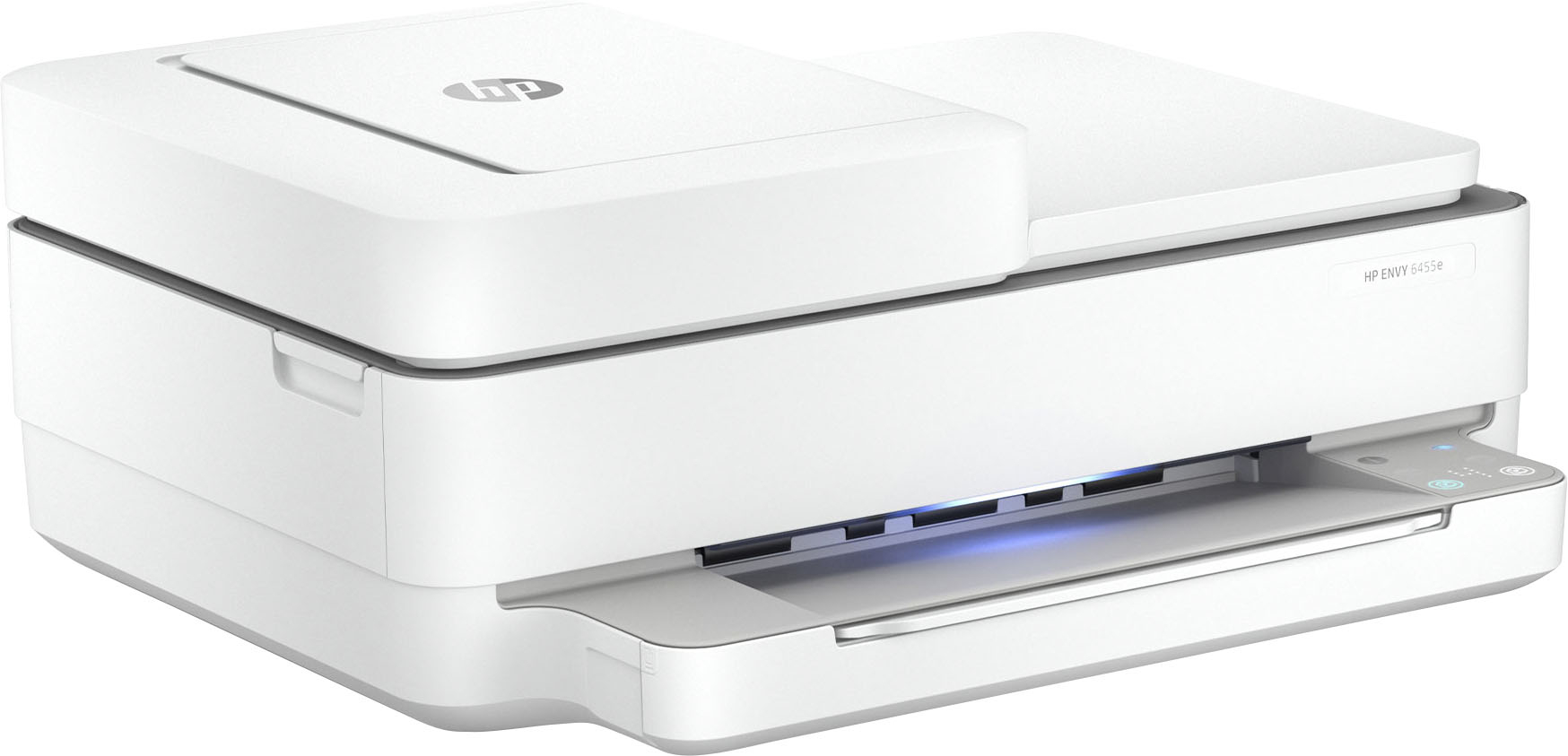Left View: HP - ENVY 6455e Wireless All-In-One Inkjet Printer with 3 months of Instant Ink Included with HP+ - White