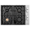 ZLINE - 30" Gas Cooktop with 4 Gas Brass Burners and Black Porcelain Top - Black_2