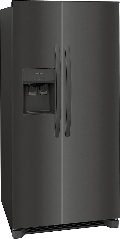 Angle. Frigidaire - 22.3 Cu. Ft. Side-by-Side Refrigerator - Black Stainless Steel.
