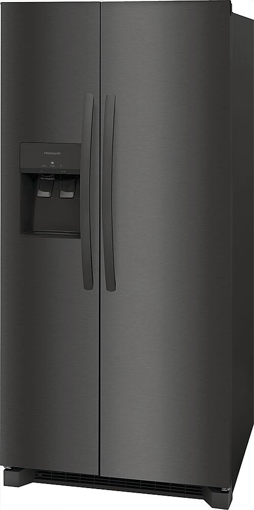 Left. Frigidaire - 22.3 Cu. Ft. Side-by-Side Refrigerator - Black Stainless Steel.