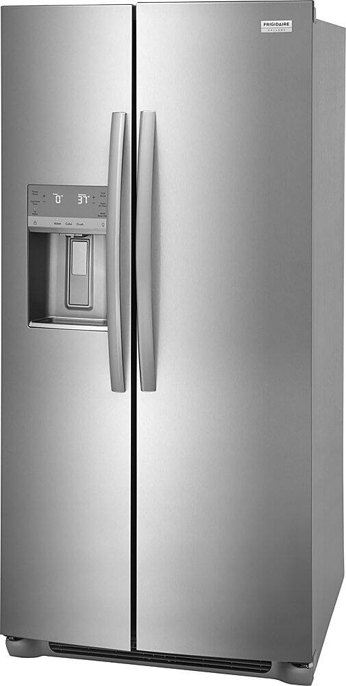 Angle. Frigidaire - Gallery 22.3 Cu. Ft. Side-by-Side Refrigerator - Smudge-Proof® Stainless Steel.