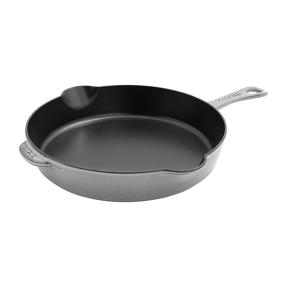 Angle View: Staub Cast Iron 11-inch Traditional Skillet - Graphite Grey - Graphie Grey