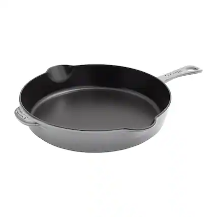 Angle. Staub - Cast Iron 11-inch Traditional Skillet - Graphite Grey.