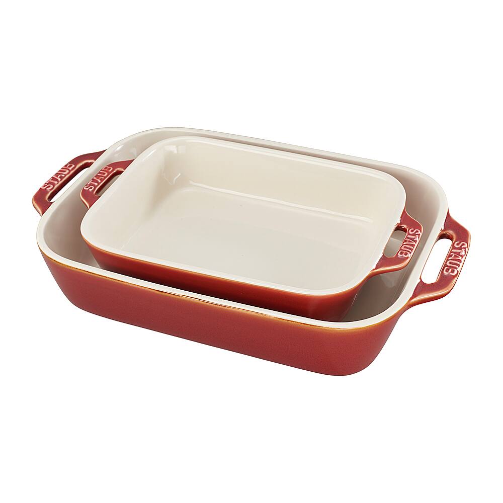 Angle View: Staub - Ceramics 2-piece Rectangular Baking Dish Set - Rustic Red