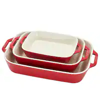 Staub - Ceramics 3-piece Rectangular Baking Dish Set - Cherry - Angle_Zoom