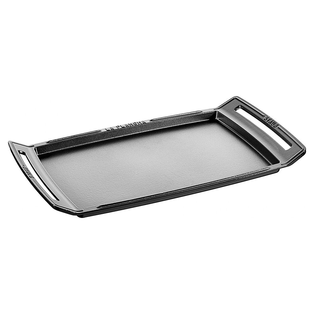 Angle View: Staub - Cast Iron 18.5 x 9.8-inch Plancha/Double Burner Griddle - Gray