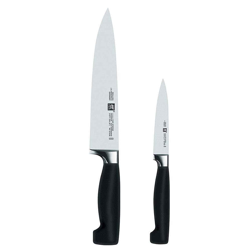 Angle. ZWILLING - Four Star 2-pc "The Must Haves" Knife Set - Black.
