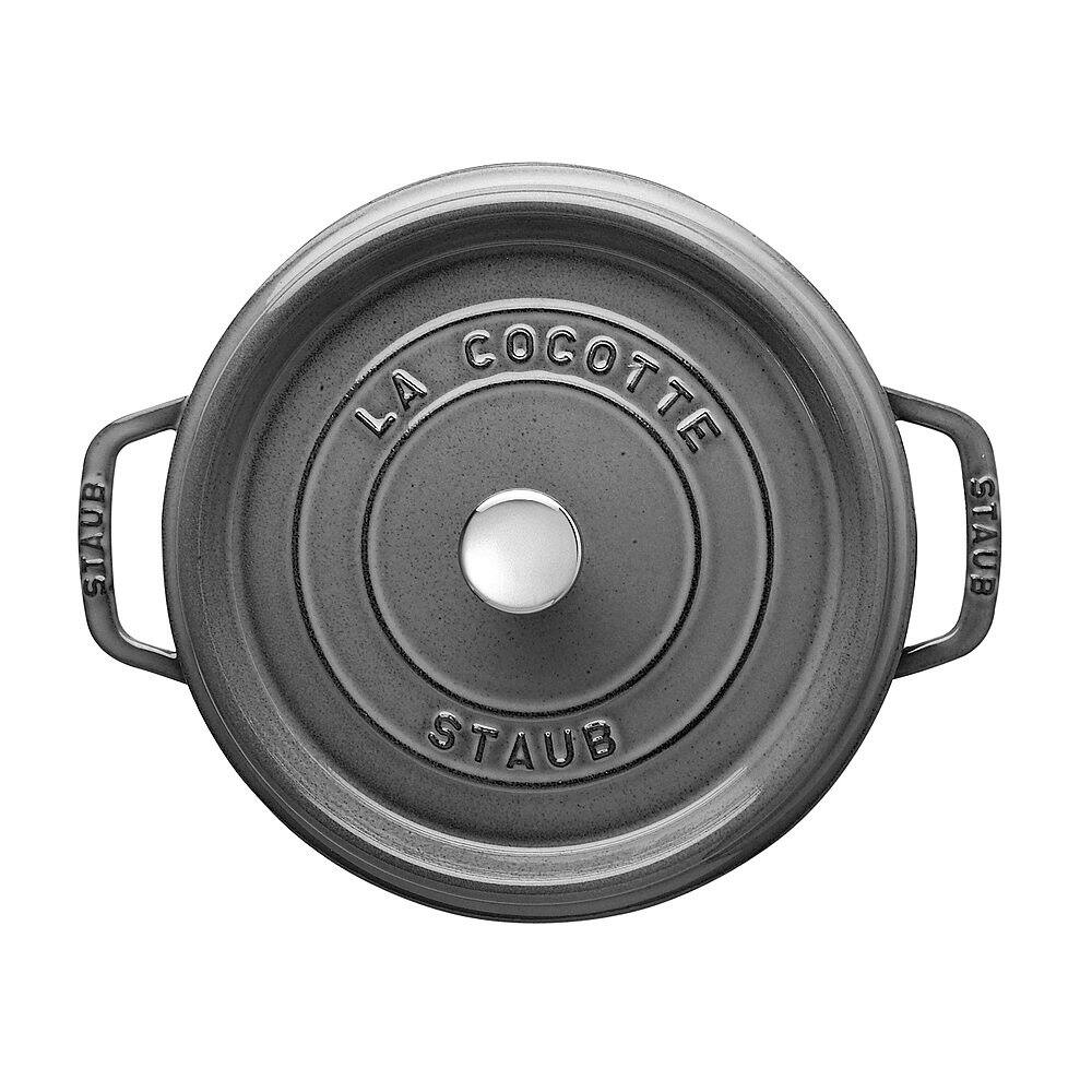 Alt View 11. Staub - Cast Iron 4-qt Round Cocotte - Graphite Grey.
