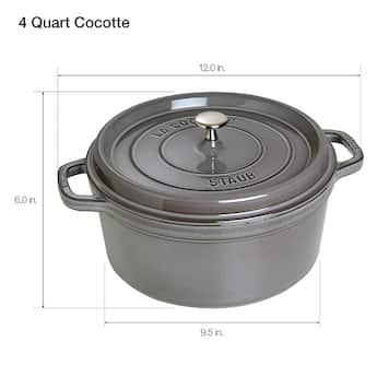 Staub Cast Iron 4 qt Round Cocotte Graphite Grey 1102418 - Best Buy Staub Cast Iron 4 qt Round Cocotte Graphite Grey 1102418 - Best Buy