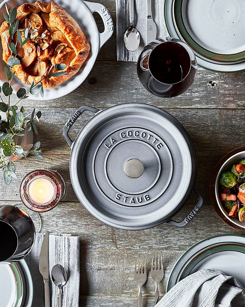 Alt View 14. Staub - Cast Iron 4-qt Round Cocotte - Graphite Grey.