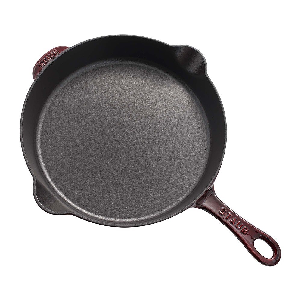 Staub 12 Cast-Iron Enameled Perfect Pan, Grenadine, 4.5 Qt