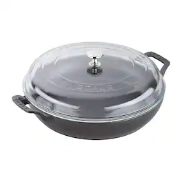 Staub - Cast Iron 3.5-qt Braiser with Glass Lid - Matte Black