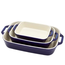 Staub - Ceramics 3-piece Rectangular Baking Dish Set - Dark Blue - Angle_Zoom