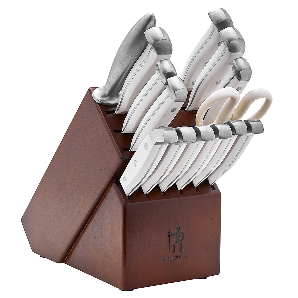 Gold and Silver Knife Set with Self-Sharpening Block