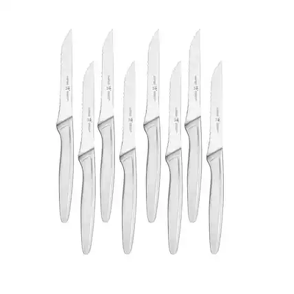Angle. Henckels - 8-pc Stainless Steel Serrated Steak Knife Set - Silver.
