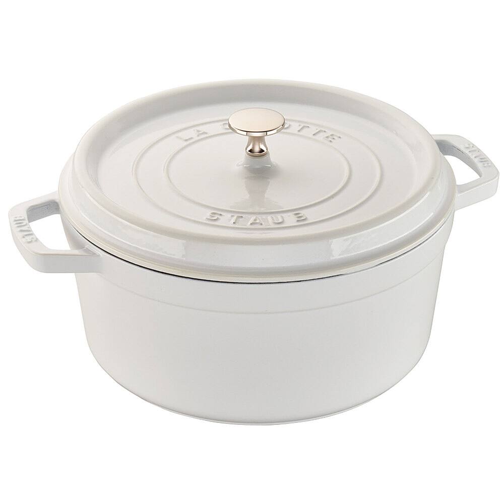 Angle View: Staub Cast Iron 5.5-qt Round Cocotte - White - White