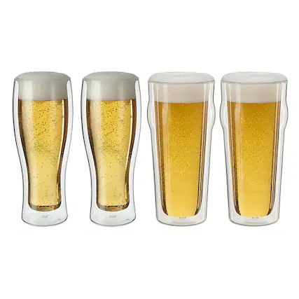 Angle. ZWILLING - Sorrento 4-pc Double-Wall Pint & Pilsner Glass Set - N/A.