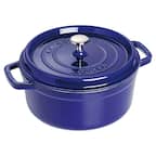 Angle. Staub - Cast Iron 4-qt Round Cocotte - Dark Blue.