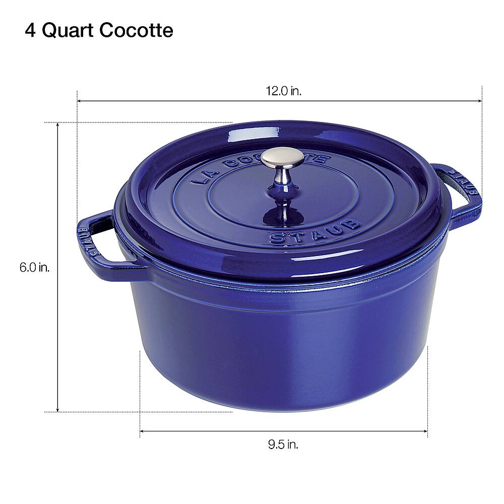 Alt View 12. Staub - Cast Iron 4-qt Round Cocotte - Dark Blue.