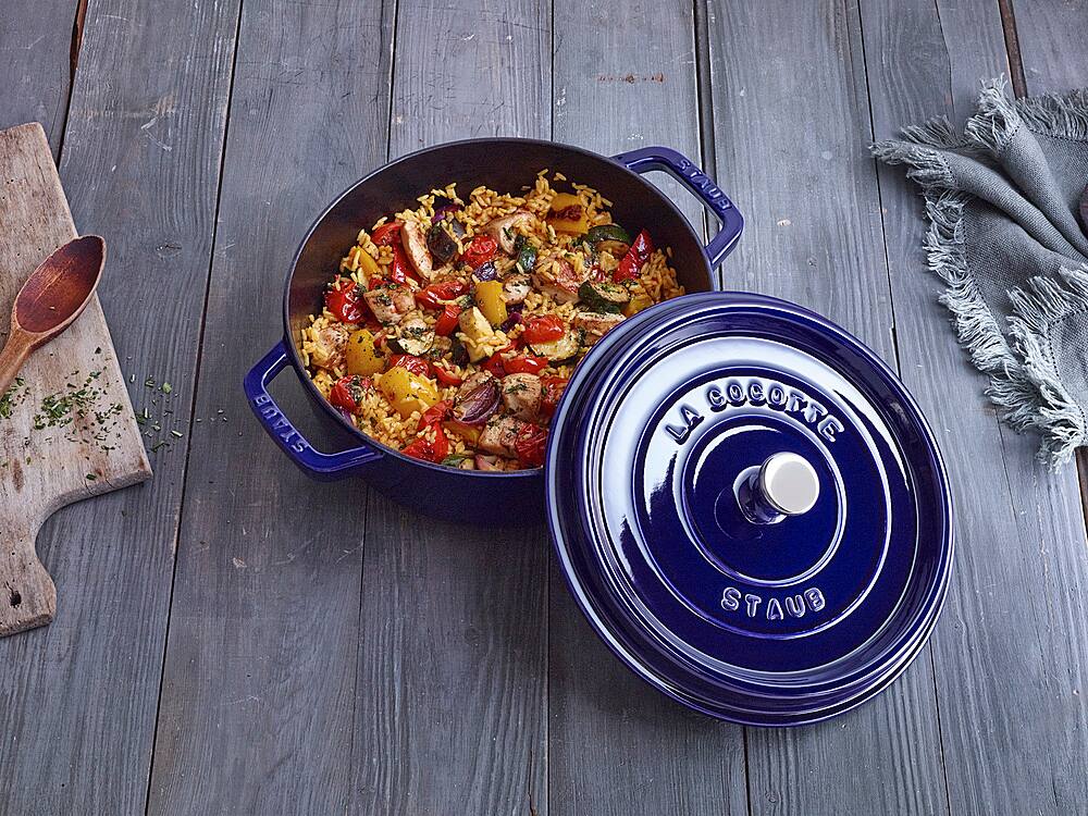 Alt View 14. Staub - Cast Iron 4-qt Round Cocotte - Dark Blue.