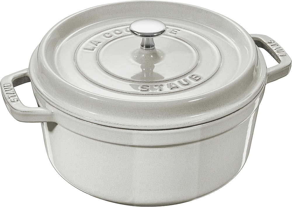 Staub - Cast Iron 5.5-qt Round Cocotte - White Truffle - Angle_Zoom