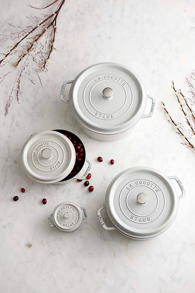 Alt View 14. Staub - Cast Iron 5.5-qt Round Cocotte - White Truffle.