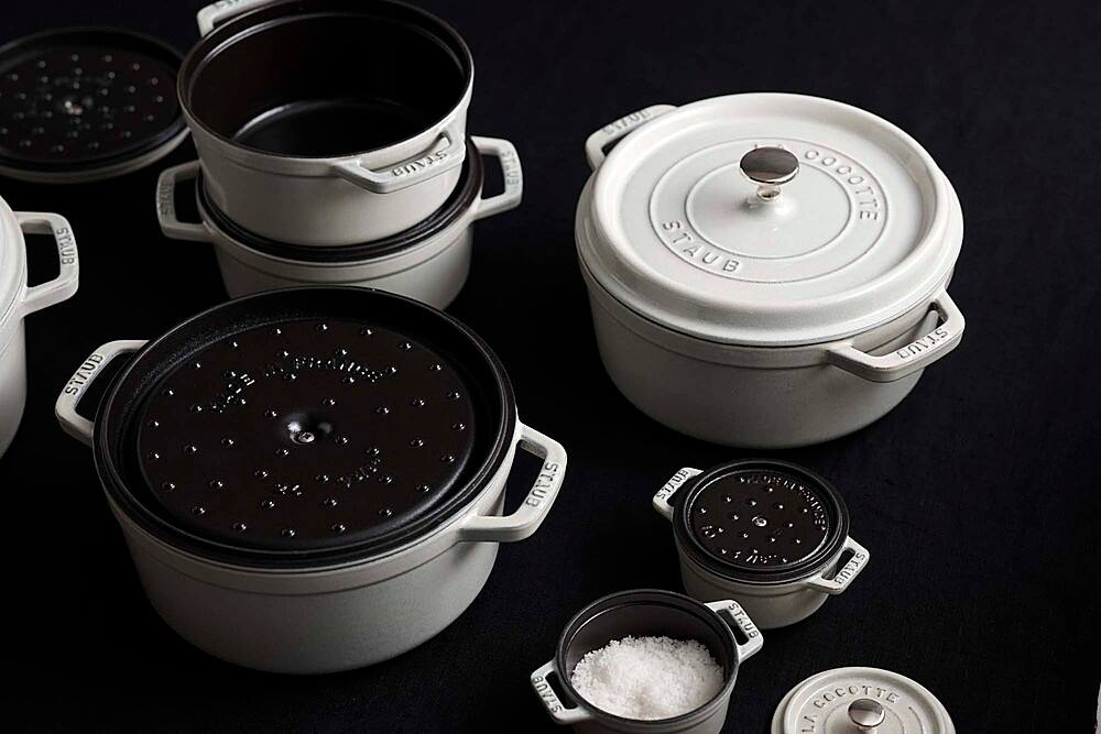 Alt View 15. Staub - Cast Iron 5.5-qt Round Cocotte - White Truffle.