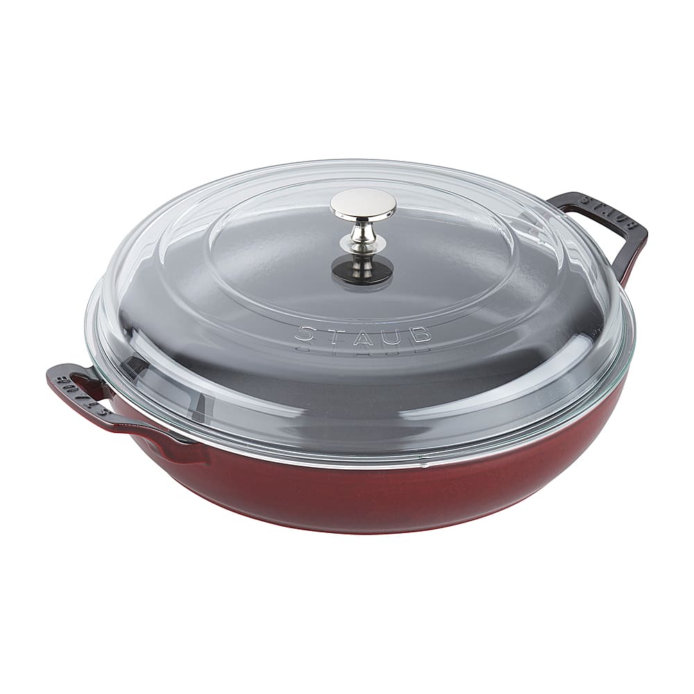 Staub - Cast Iron 3.5-qt Braiser with Glass Lid - Grenadine - Angle_Zoom