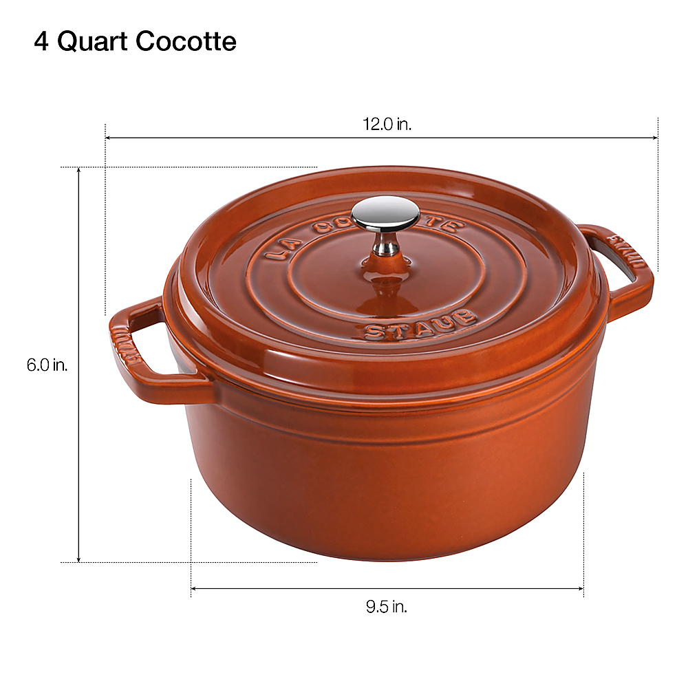 Staub Enameled Cast Iron 4 Quart Round Cocotte in Burnt Orange