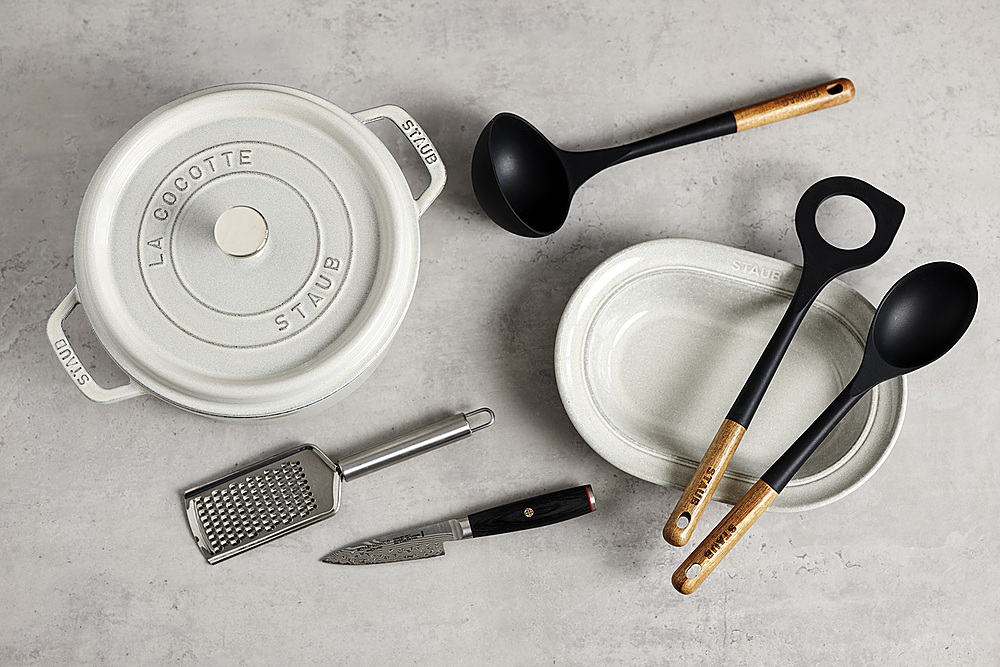 Staub 4 Qt. Cast Iron Round Dutch Oven in White Truffle