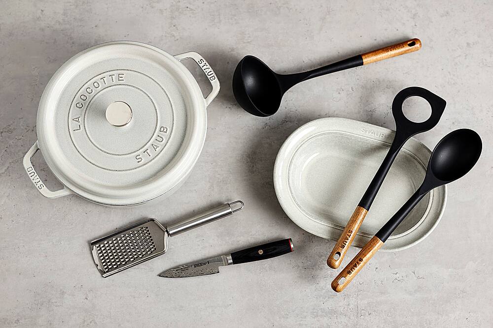 Alt View 12. Staub - Cast Iron 4-qt Round Cocotte - White Truffle.