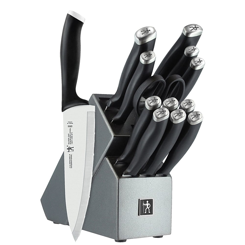 Angle. Henckels - Silvercap 14-pc Knife Block Set - Black.