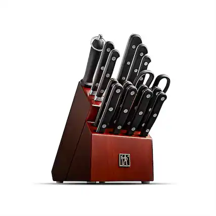 Angle. Henckels - Classic Precision 16-pc Knife Block Set - Black.