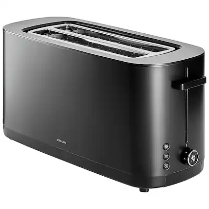 Angle. ZWILLING - Enfinigy 4-Slice Long-Slot Toaster - Silver.