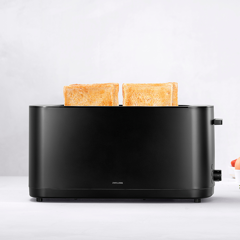 ZWILLING Enfinigy Cool Touch, 4-Slice Long Slot Toaster, Extra Wide 1.5  Slot for Bagels and Toast, Silver