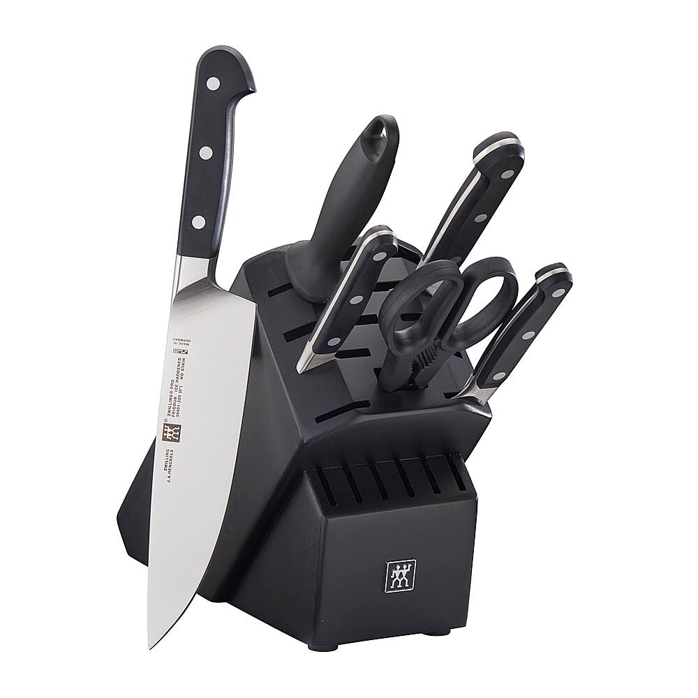 Angle View: ZWILLING Pro 7-pc Knife Block Set - Black - Black