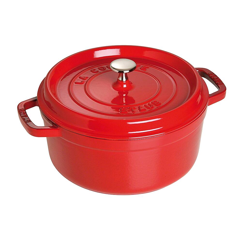 Angle. Staub - Staub Cast Iron 4-qt Round Cocotte - Cherry - Cherry.