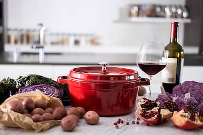 Staub Cast Iron 4 qt Round Cocotte Cherry 1102406 - Best Buy Staub Cast Iron 4 qt Round Cocotte Cherry 1102406 - Best Buy