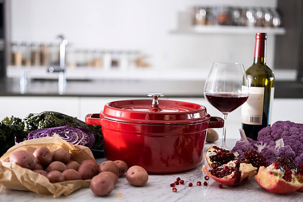 Alt View 11. Staub - Staub Cast Iron 4-qt Round Cocotte - Cherry - Cherry.