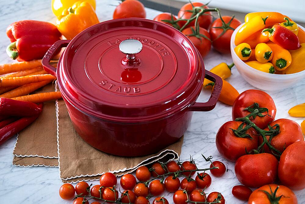 Alt View 12. Staub - Staub Cast Iron 4-qt Round Cocotte - Cherry - Cherry.