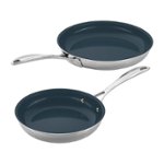 Angle. ZWILLING - Clad CFX 2-pc Fry Pan Set - Silver.