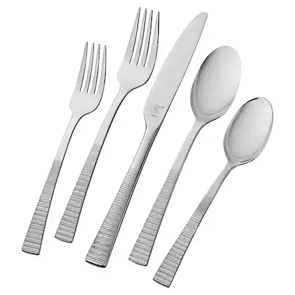 Angle. ZWILLING - Kingwood 20-Piece Flatware Set - Silver.