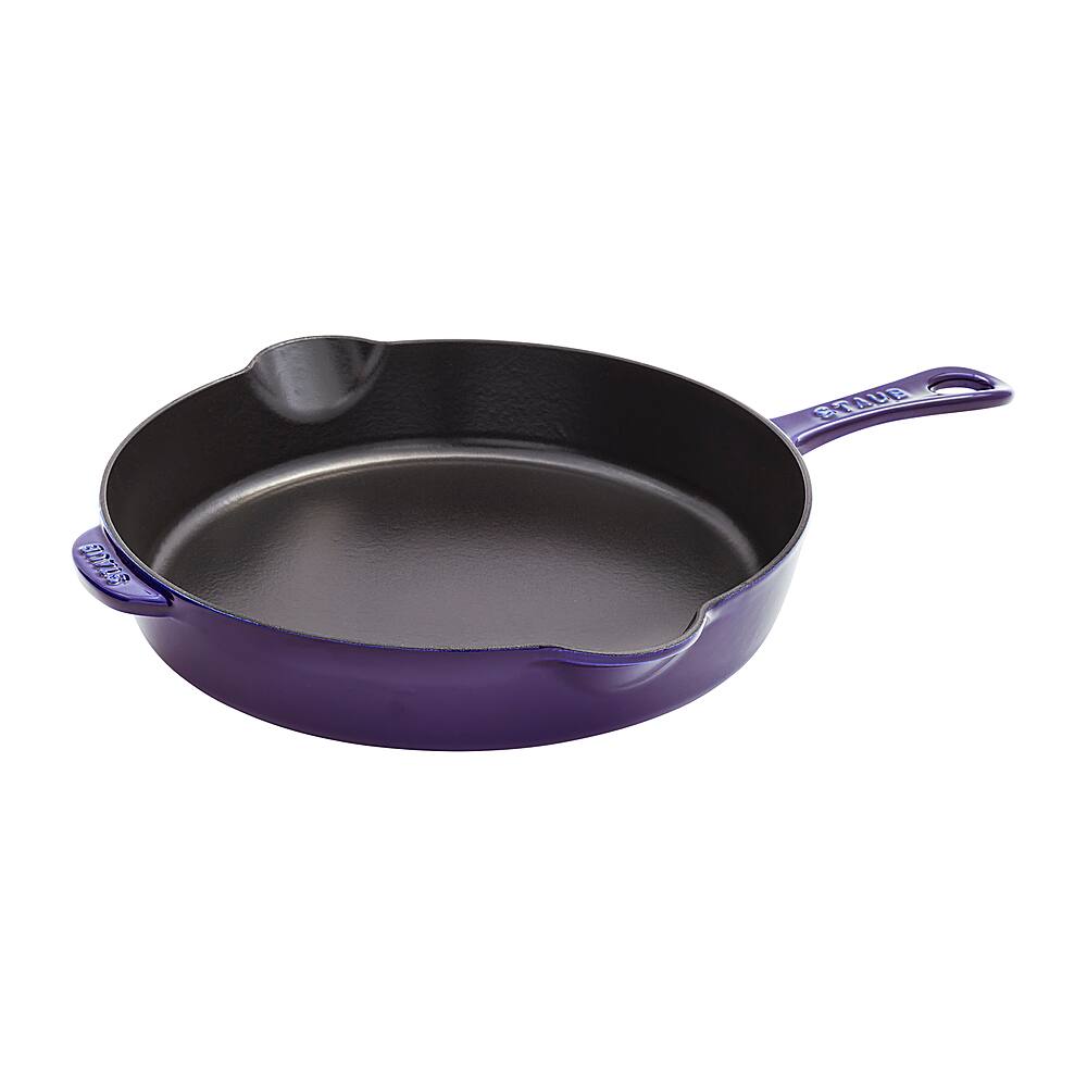 Angle View: Staub Cast Iron 11-inch Traditional Skillet - Dark Blue - Dark Blue