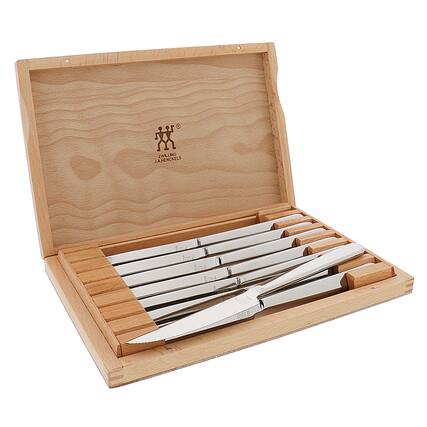 Angle. Henckels - ZWILLING 8-pc Stainless Steel Steak Knife Set w/Presentation Case - Black.