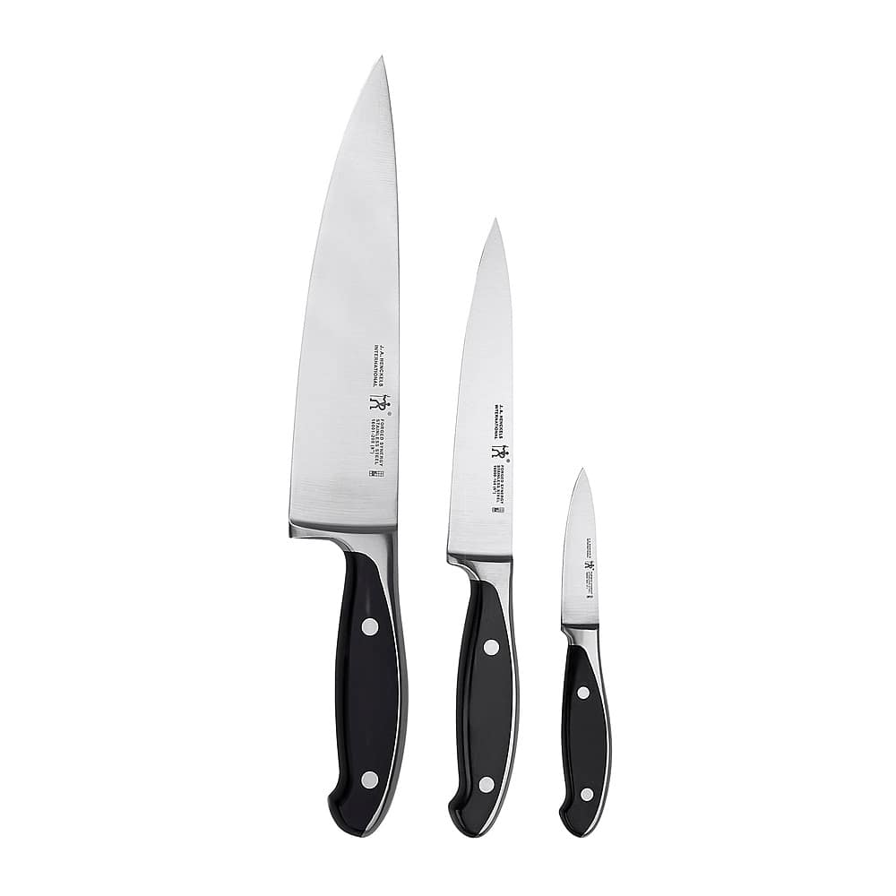 Angle. Henckels - Forged Synergy 3-pc Starter Knife Set - Black.