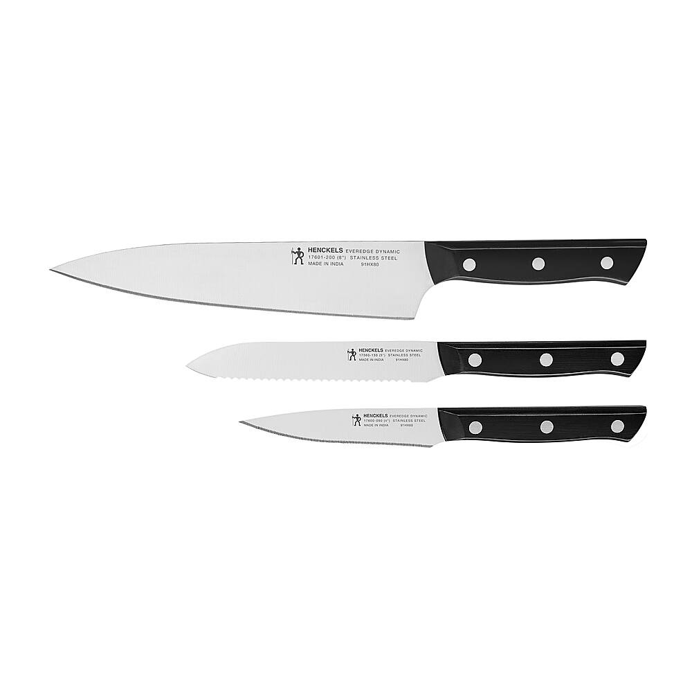 Angle View: Henckels Everedge Dynamic 3-pc Starter Knife Set - Black