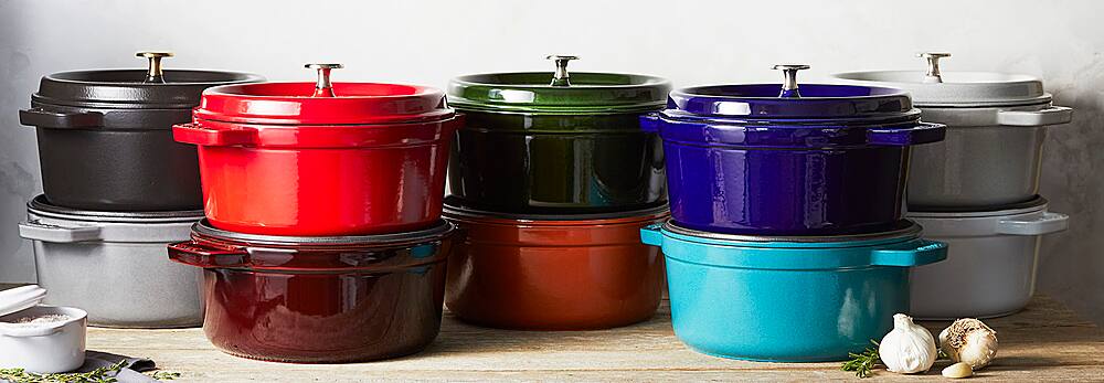 Alt View 16. Staub - Cast Iron 4-qt Round Cocotte - Matte Black.