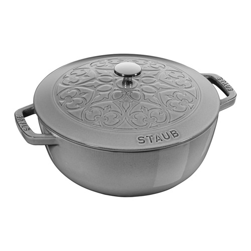 Staub Cast Iron 3.75-qt Essential French Oven with Lilly Lid - Graphite Grey - Graphite Grey